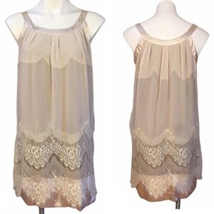 silk slip dress lace tiered M from Final Touch